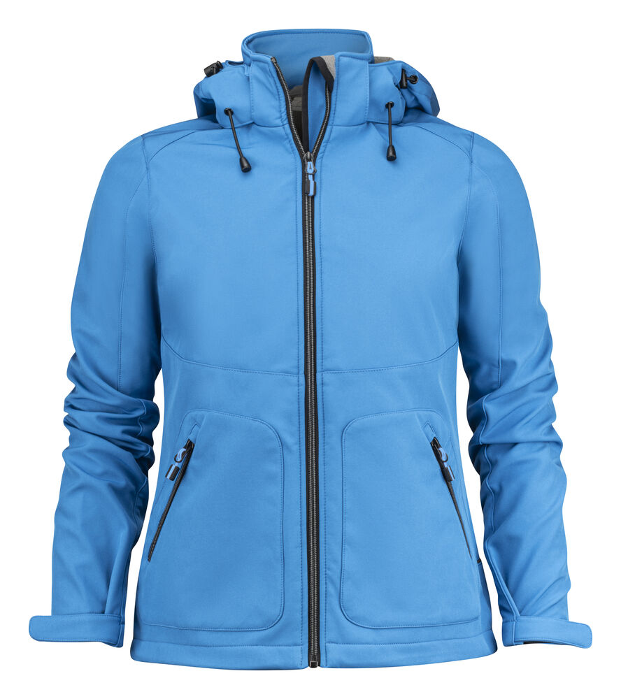 Printer Essentials Karting Softshell Jacke Damen in Blau – mit Firmenlogo individualisierbar