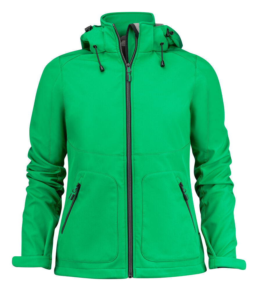 Printer Essentials Karting Softshell Jacke Damen in Grün – mit Firmenlogo individualisierbar