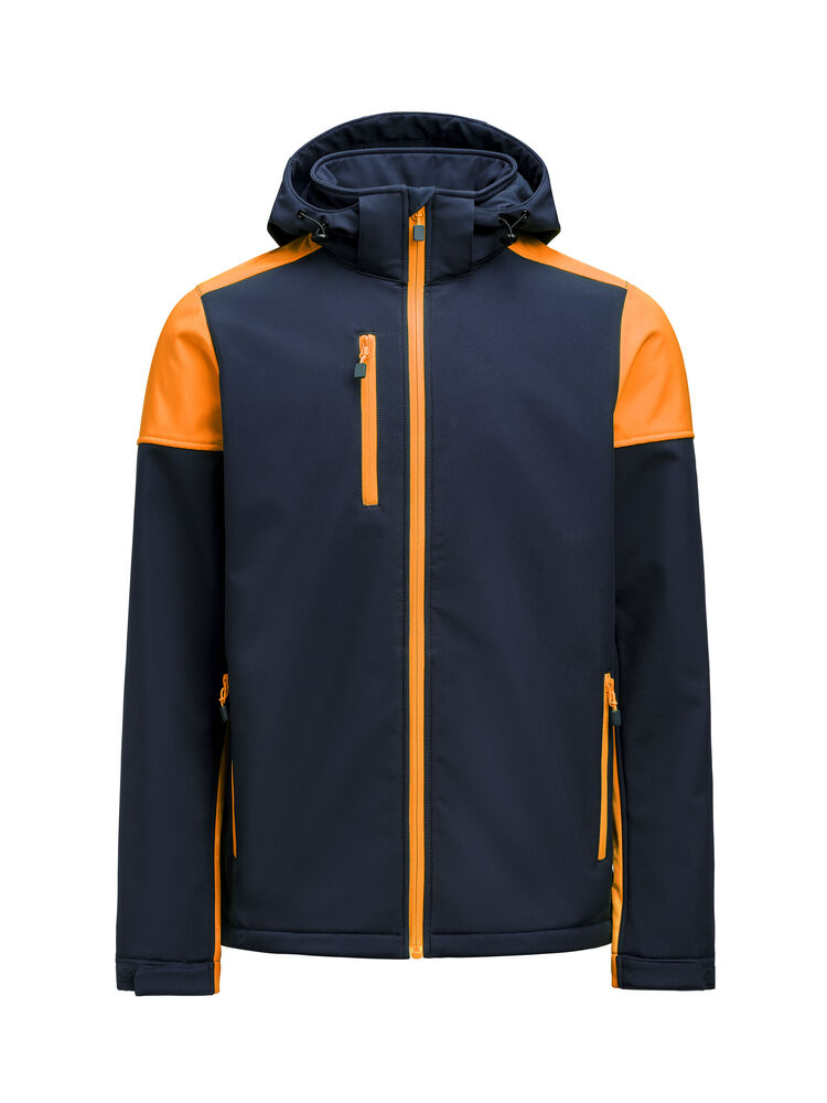 Printer PRIME Prime Softshell Jacke Herren in Marine/Neonorange – mit Firmenlogo individualisierbar
