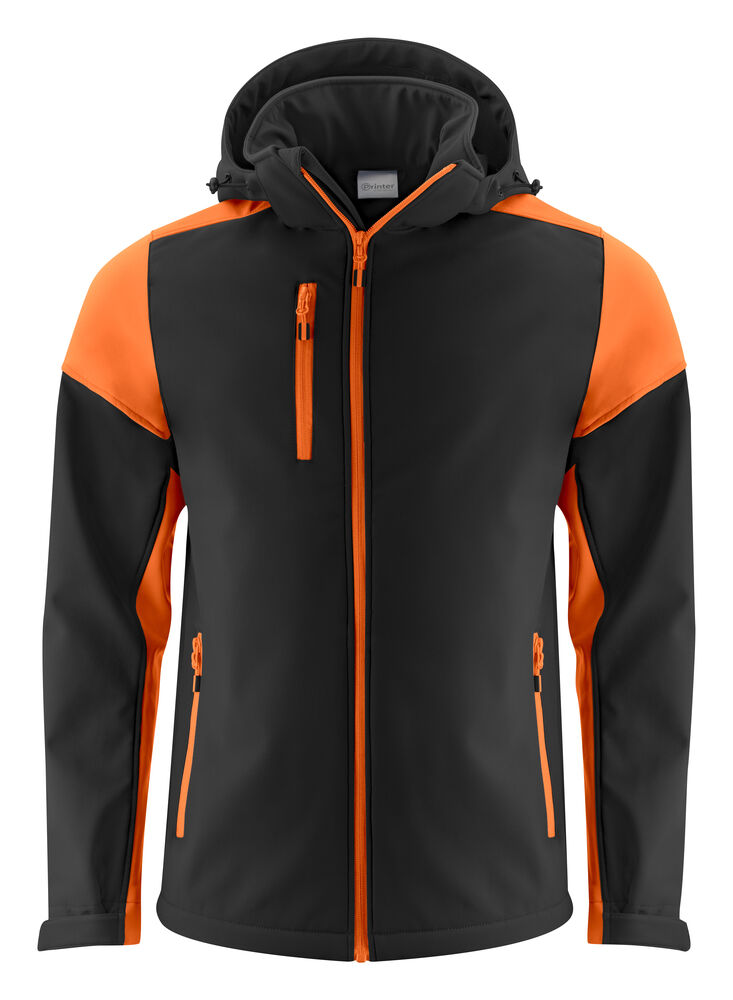 Printer PRIME Prime Softshell Jacke Herren in Schwarz/Orange – mit Firmenlogo individualisierbar