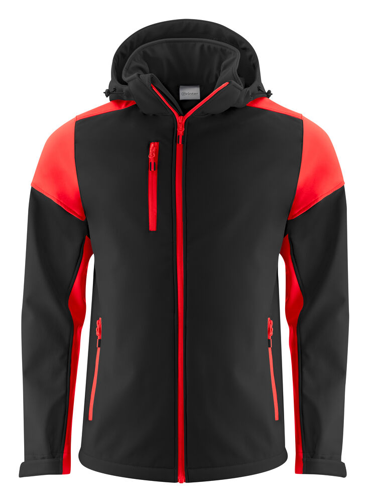 Printer PRIME Prime Softshell Jacke Herren in Schwarz/Rot – mit Firmenlogo individualisierbar