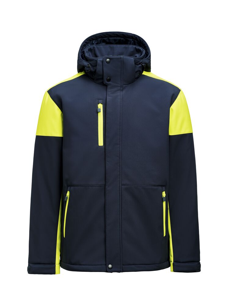 Printer PRIME Prime Padded Softshell Jacke Herren in Marine/Neongelb – mit Firmenlogo individualisierbar