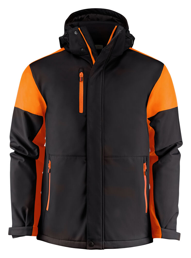 Printer PRIME Prime Padded Softshell Jacke Herren in Schwarz/Orange – mit Firmenlogo individualisierbar
