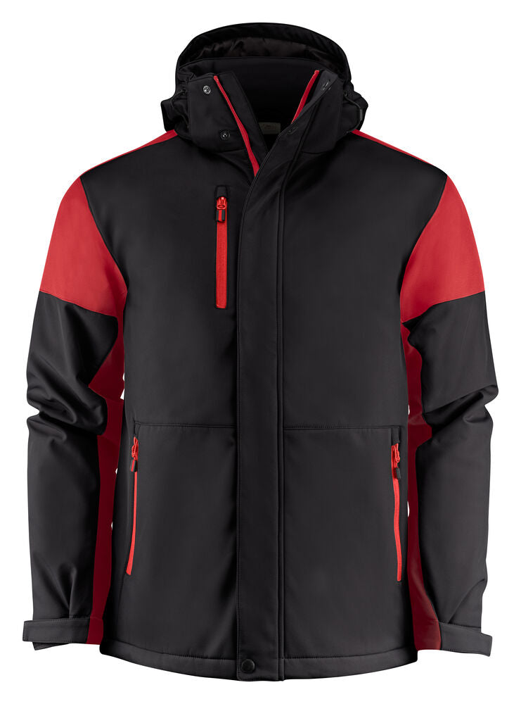 Printer PRIME Prime Padded Softshell Jacke Herren in Schwarz/Rot – mit Firmenlogo individualisierbar