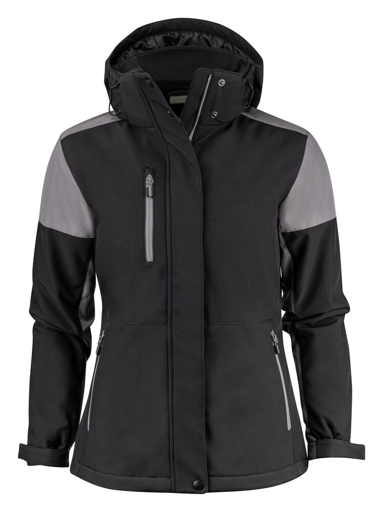 Printer PRIME Prime Padded Softshell Jacke Damen in Schwarz/Anthrazit – mit Firmenlogo individualisierbar