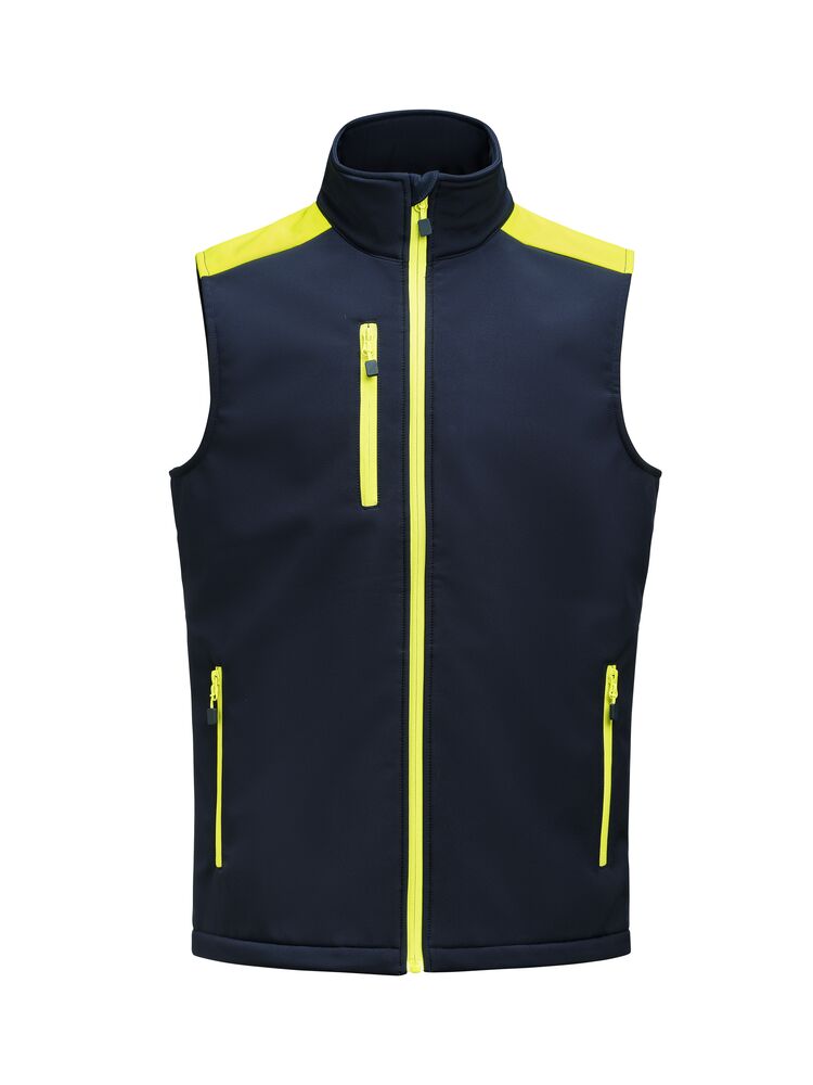 Printer PRIME Prime Softshell Weste Herren in Marine/Neongelb – mit Firmenlogo individualisierbar