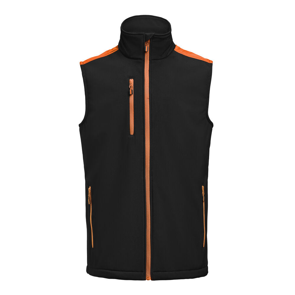 Printer PRIME Prime Softshell Weste Herren in Schwarz/Orange – mit Firmenlogo individualisierbar
