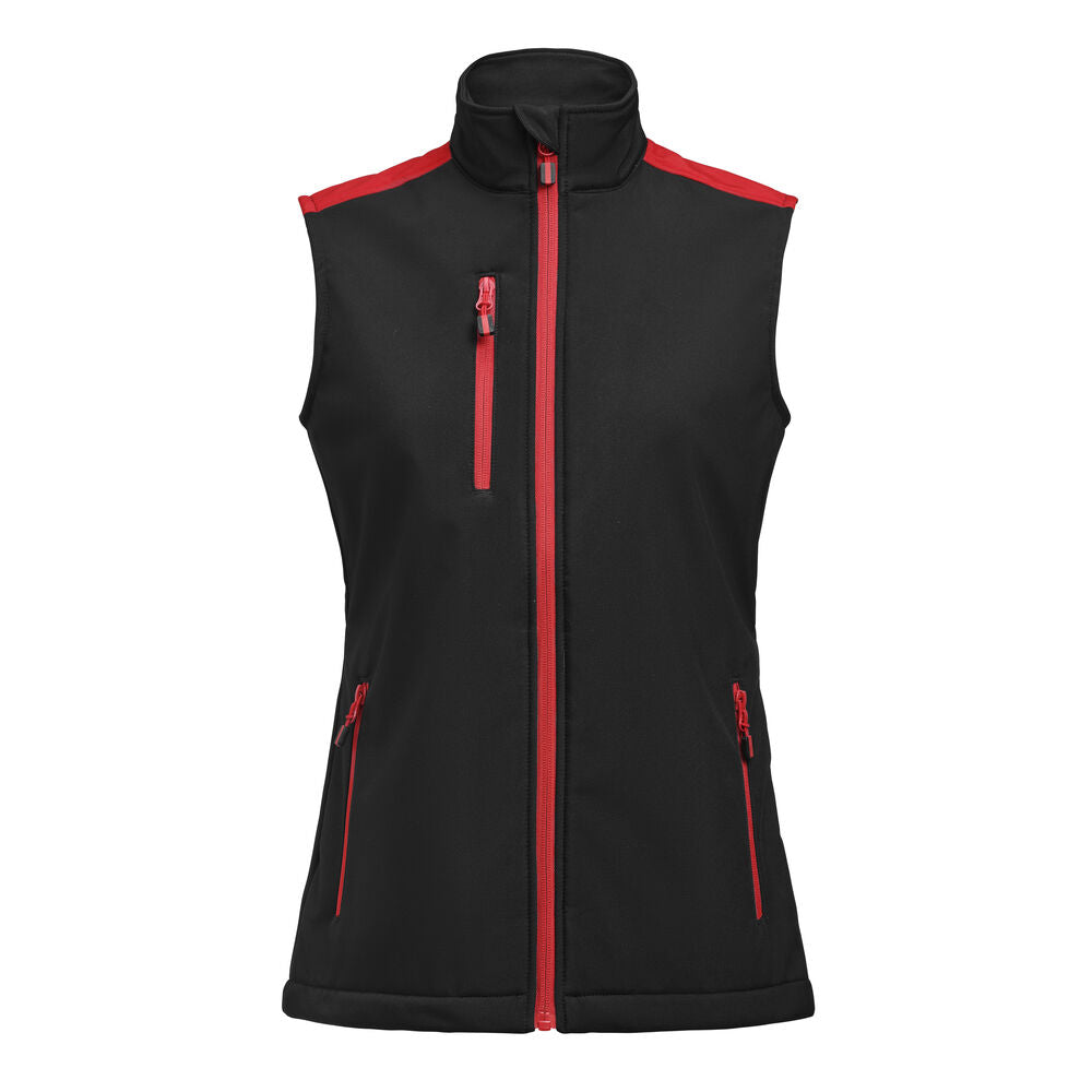 Printer PRIME Prime Softshell Weste Damen in Schwarz/Rot – mit Firmenlogo individualisierbar