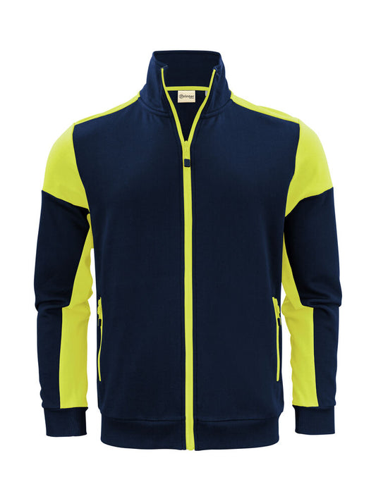 Printer PRIME Prime Sweater Full Zip Herren in Marine/Neongelb – mit Firmenlogo individualisierbar