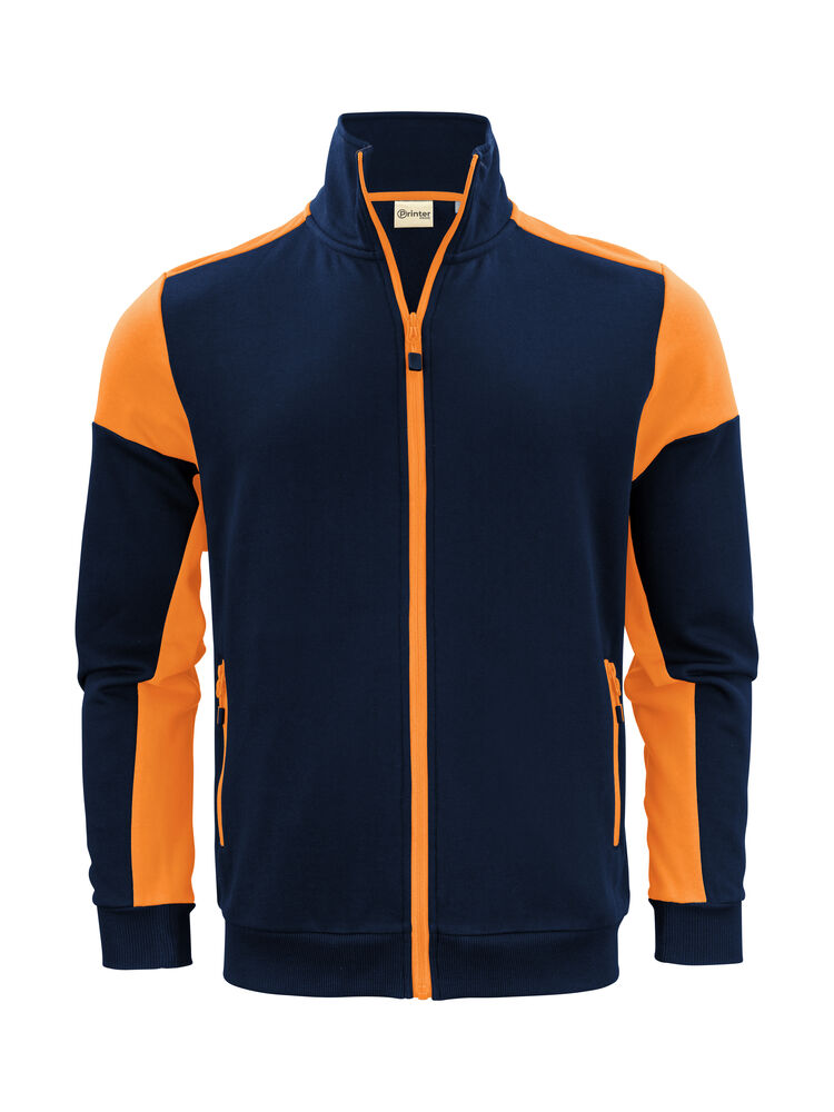 Printer PRIME Prime Sweater Full Zip Herren in Marine/Neonorange – mit Firmenlogo individualisierbar