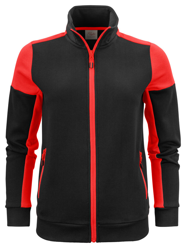Printer PRIME Prime Sweater Full Zip Damen in Schwarz/Rot – mit Firmenlogo individualisierbar