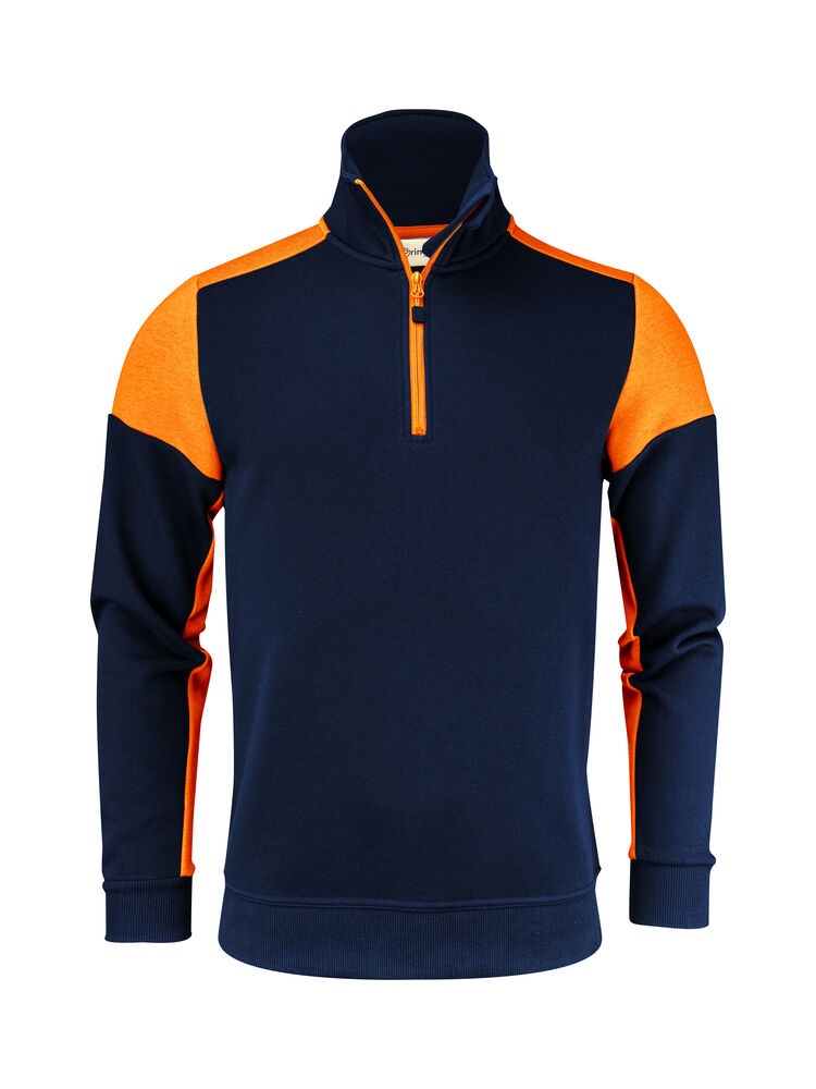 Printer PRIME Prime Halfzip Sweater Unisex in Marine/Neonorange – mit Firmenlogo individualisierbar