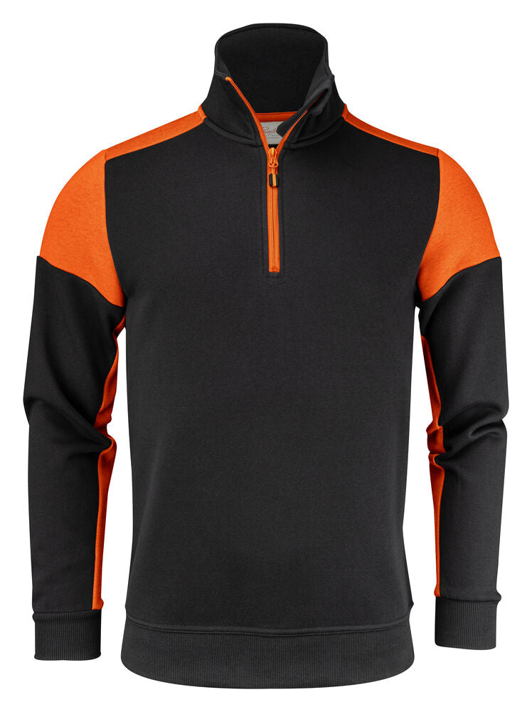 Printer PRIME Prime Halfzip Sweater Unisex in Schwarz/Orange – mit Firmenlogo individualisierbar