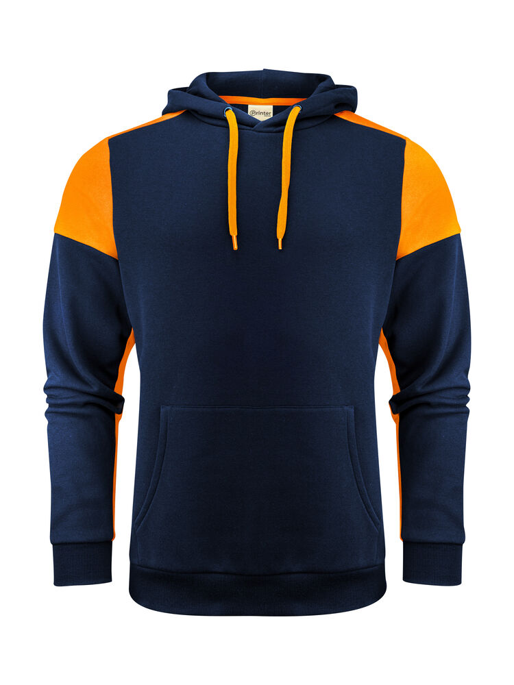 Printer PRIME Prime Kapuzenpullover Unisex in Marine/Neonorange – mit Firmenlogo individualisierbar