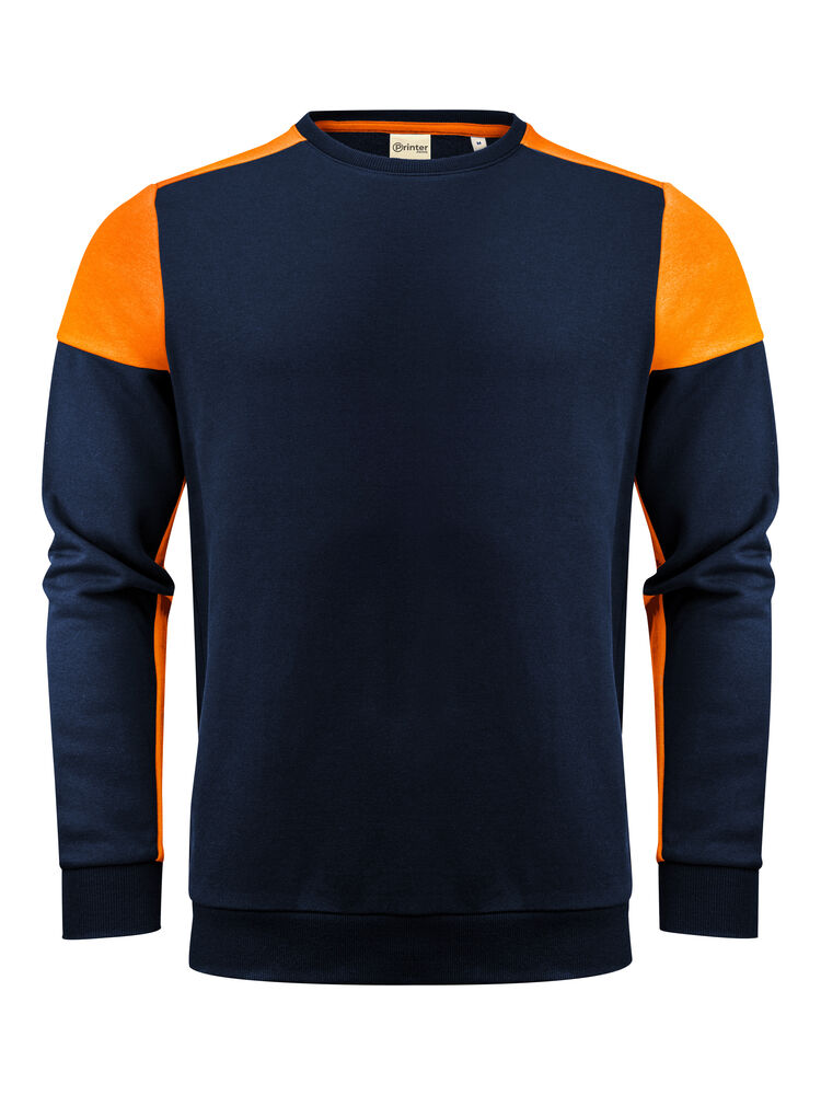 Printer PRIME Prime Crewneck Pullover Unisex in Marine/Neonorange – mit Firmenlogo individualisierbar