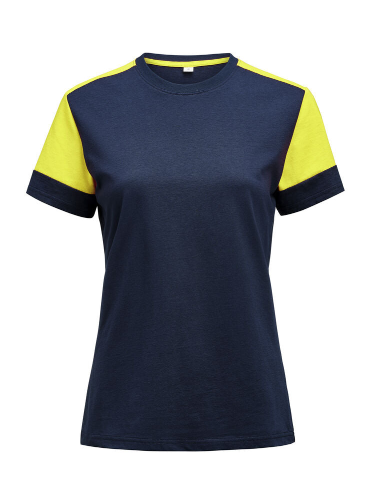 Printer PRIME Prime T-Shirt Damen in Marine/Neongelb – mit Firmenlogo individualisierbar