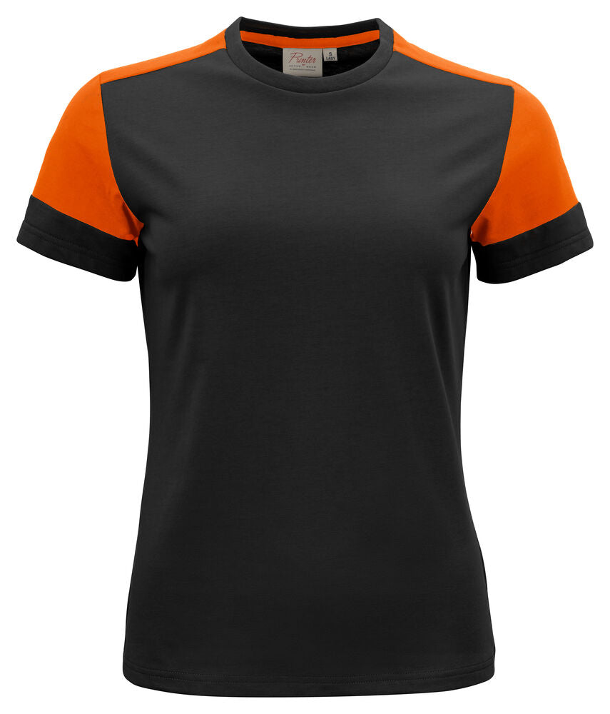 Printer PRIME Prime T-Shirt Damen in Schwarz/Orange – mit Firmenlogo individualisierbar