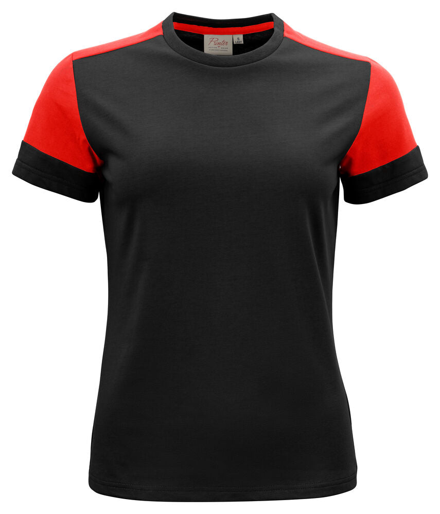 Printer PRIME Prime T-Shirt Damen in Schwarz/Rot – mit Firmenlogo individualisierbar