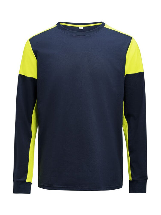 Printer PRIME Prime T-shirt Long Sleeve T-shirt Herren in Marine/Neongelb – mit Firmenlogo individualisierbar