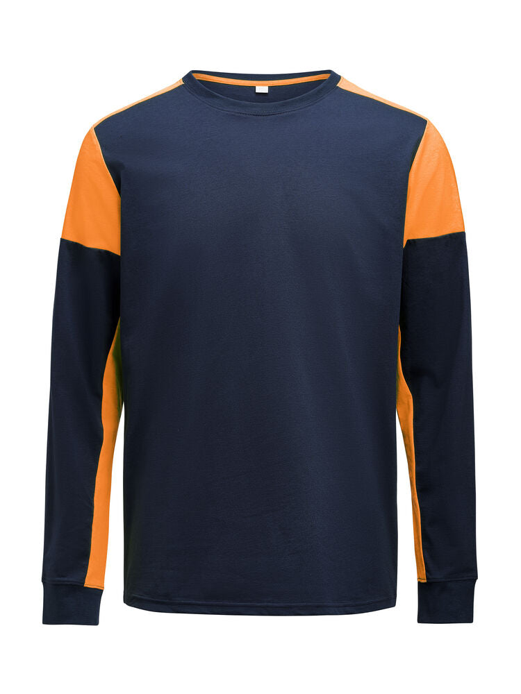 Printer PRIME Prime T-shirt Long Sleeve T-shirt Herren in Marine/Neonorange – mit Firmenlogo individualisierbar