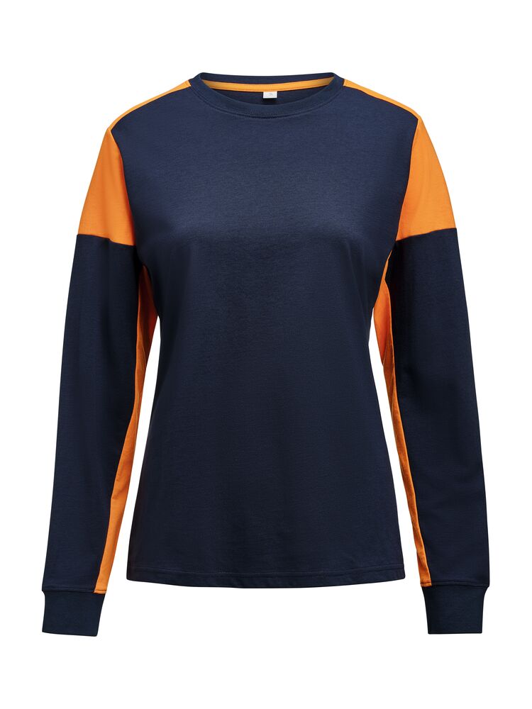 Printer PRIME Prime T-shirt Long Sleeve T-shirt Damen in Marine/Neonorange – mit Firmenlogo individualisierbar