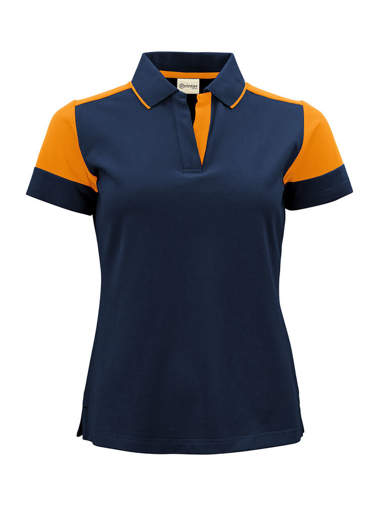 Printer PRIME Prime Polo Damen in Marine/Neonorange – mit Firmenlogo individualisierbar