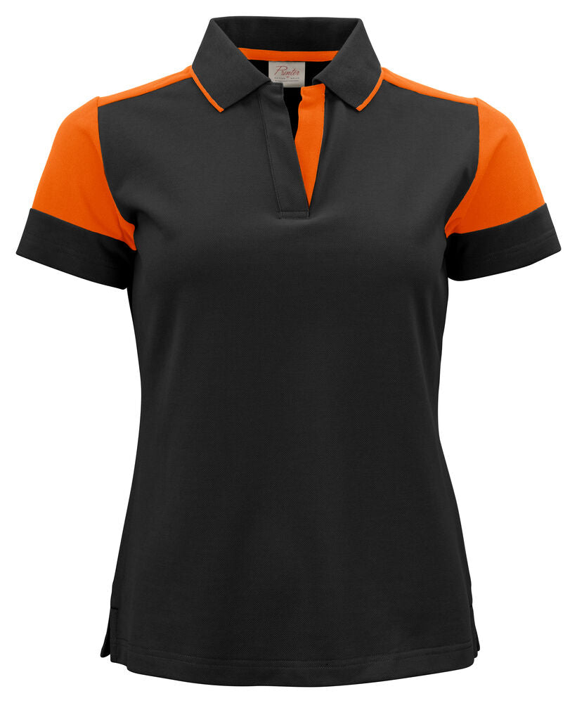 Printer PRIME Prime Polo Damen in Schwarz/Orange – mit Firmenlogo individualisierbar