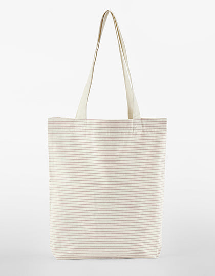 Striped Organic Cotton Bag von Westford Mill – Produkt- und Farbansicht für Textildruck und Stickerei