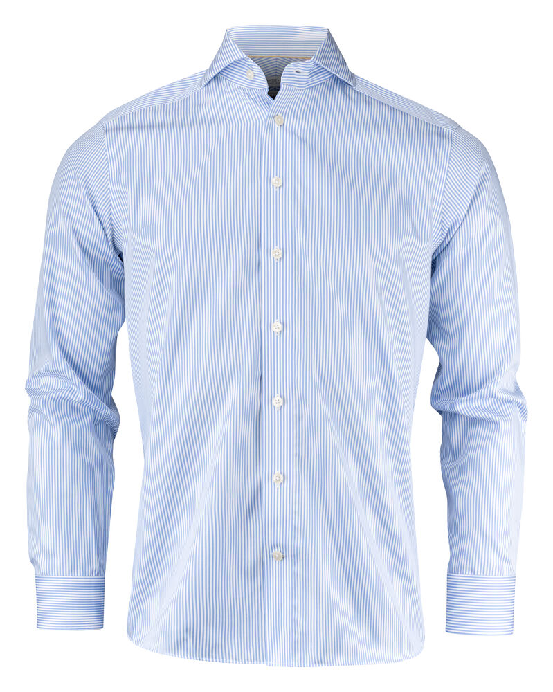 J.Harvest & Frost YB50 Twill Hemd Regular Fit Herren in Himmelblau/Gestreift – mit Firmenlogo individualisierbar