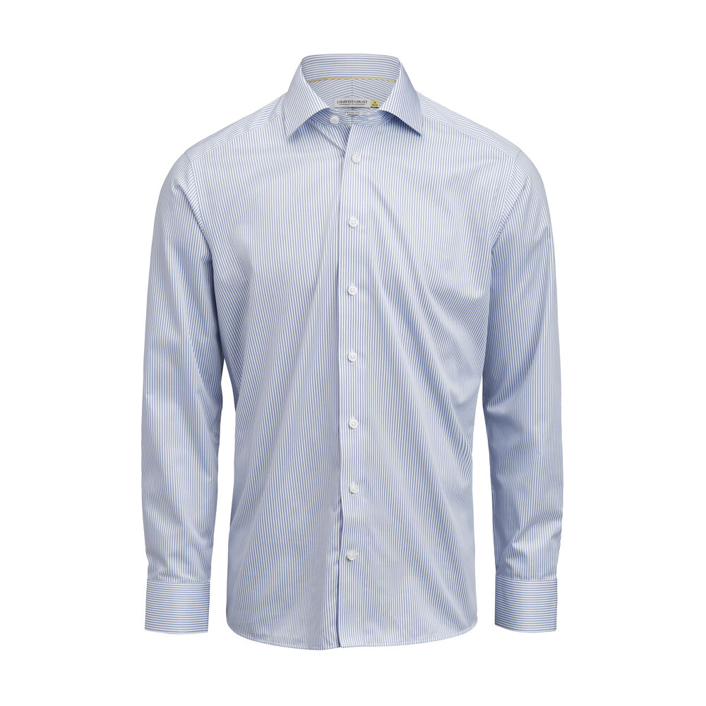 J.Harvest & Frost YB50 Twill Hemd Slim Fit Herren in Himmelblau/Gestreift – mit Firmenlogo individualisierbar