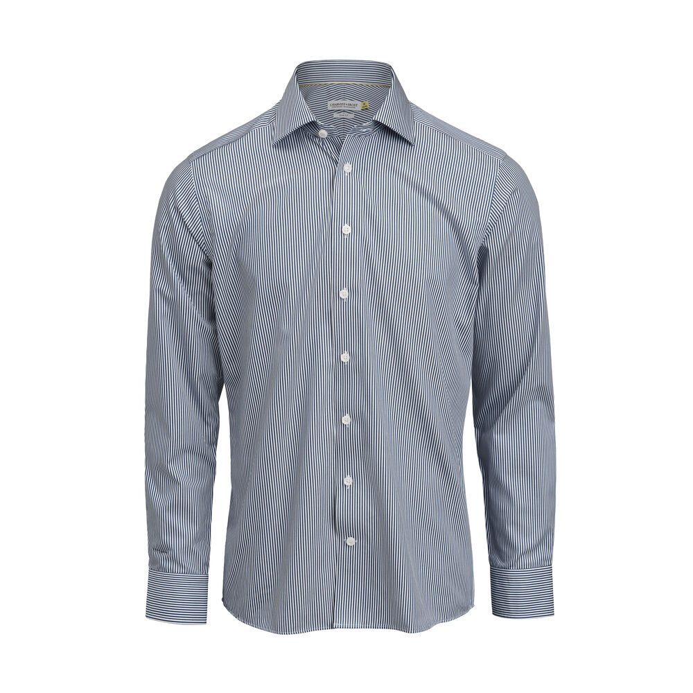 J.Harvest & Frost YB50 Twill Hemd Slim Fit Herren in Marine/Weiß Punkten – mit Firmenlogo individualisierbar