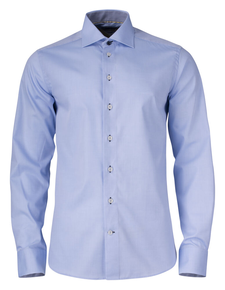 J.Harvest & Frost YB51 Twill Regular Hemd Regular Fit Herren in Hellblau/Marine – mit Firmenlogo individualisierbar