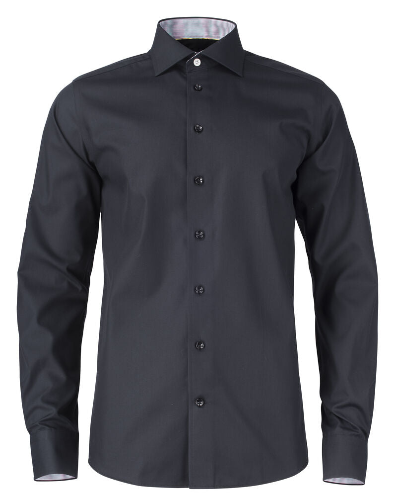 J.Harvest & Frost YB51 Twill Regular Hemd Regular Fit Herren in Schwarz – mit Firmenlogo individualisierbar