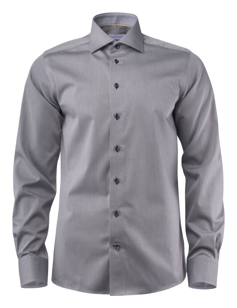 J.Harvest & Frost YB51 Twill Hemd Slim Fit Herren in Grau/Schwarz – mit Firmenlogo individualisierbar
