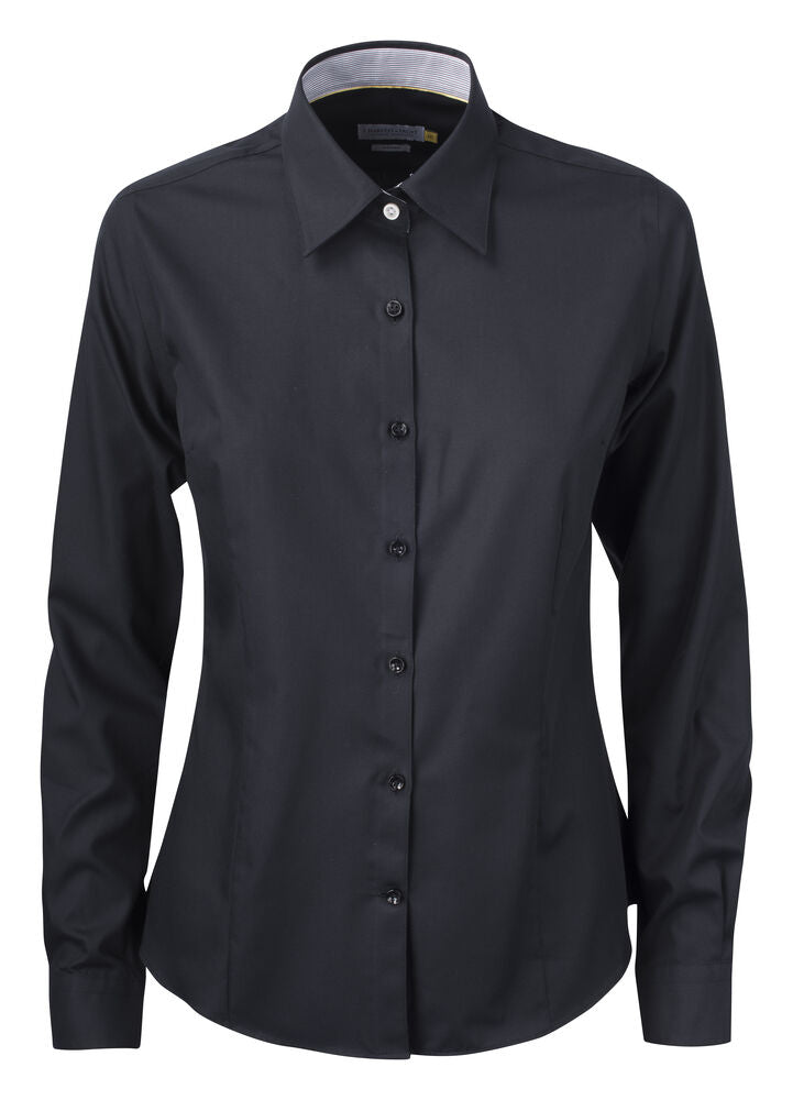 J.Harvest & Frost YB51 Twill Damen Blusen in Schwarz – mit Firmenlogo individualisierbar
