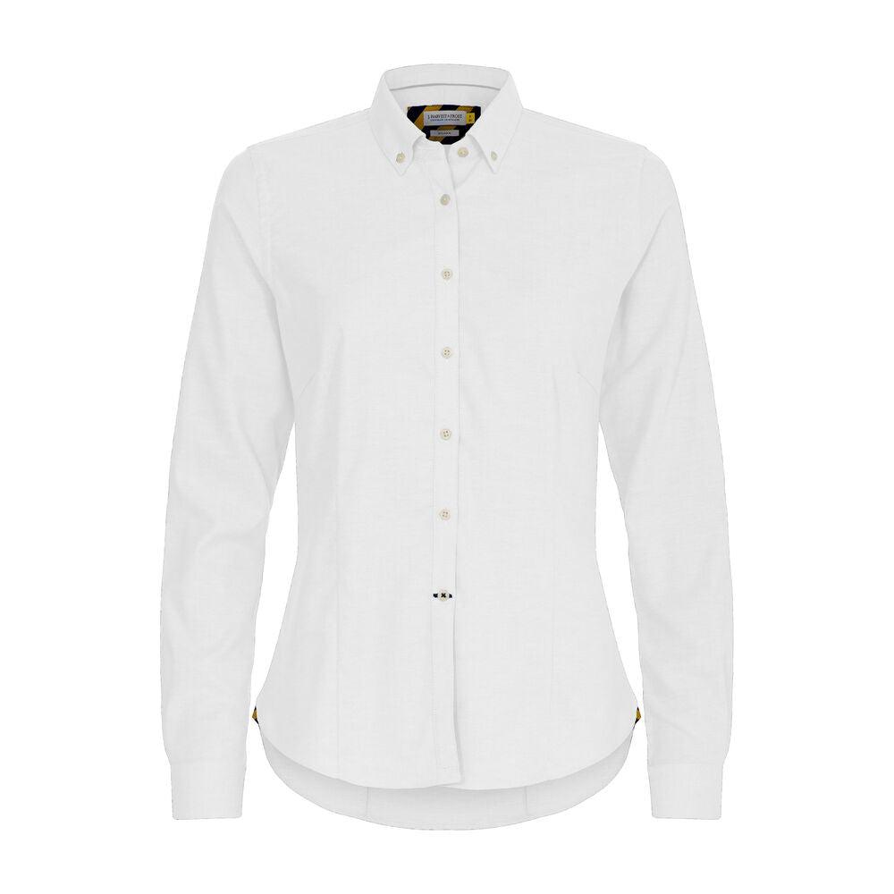 J.Harvest & Frost YB54 Oxford Damen Blusen in Weiß – mit Firmenlogo individualisierbar