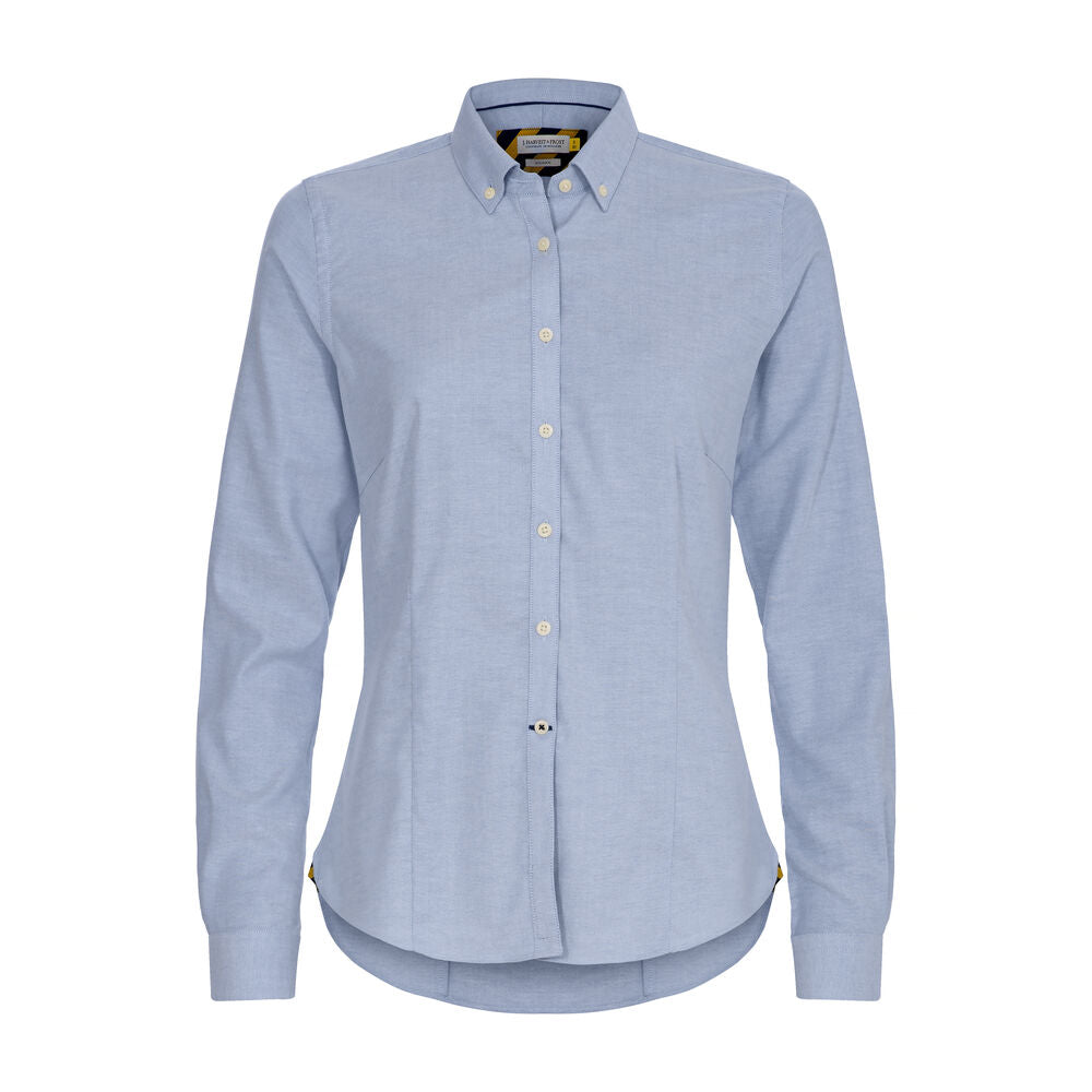 J.Harvest & Frost YB54 Oxford Damen Blusen in Himmelblau – mit Firmenlogo individualisierbar