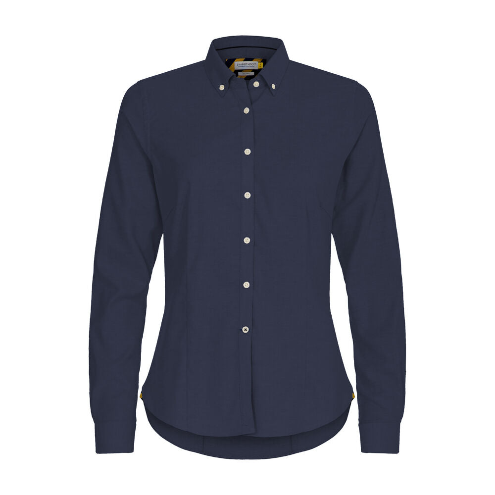 J.Harvest & Frost YB54 Oxford Damen Blusen in Marine – mit Firmenlogo individualisierbar