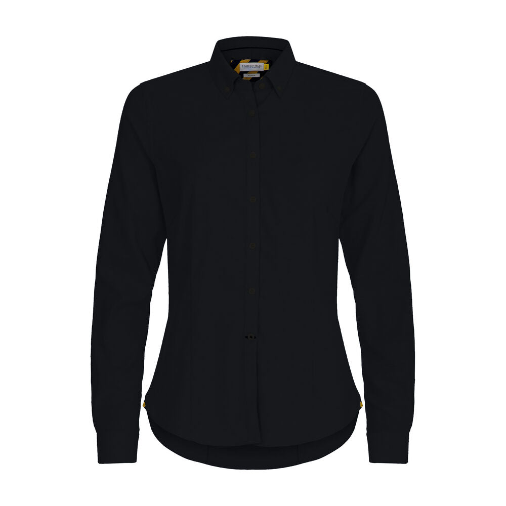 J.Harvest & Frost YB54 Oxford Damen Blusen in Schwarz – mit Firmenlogo individualisierbar
