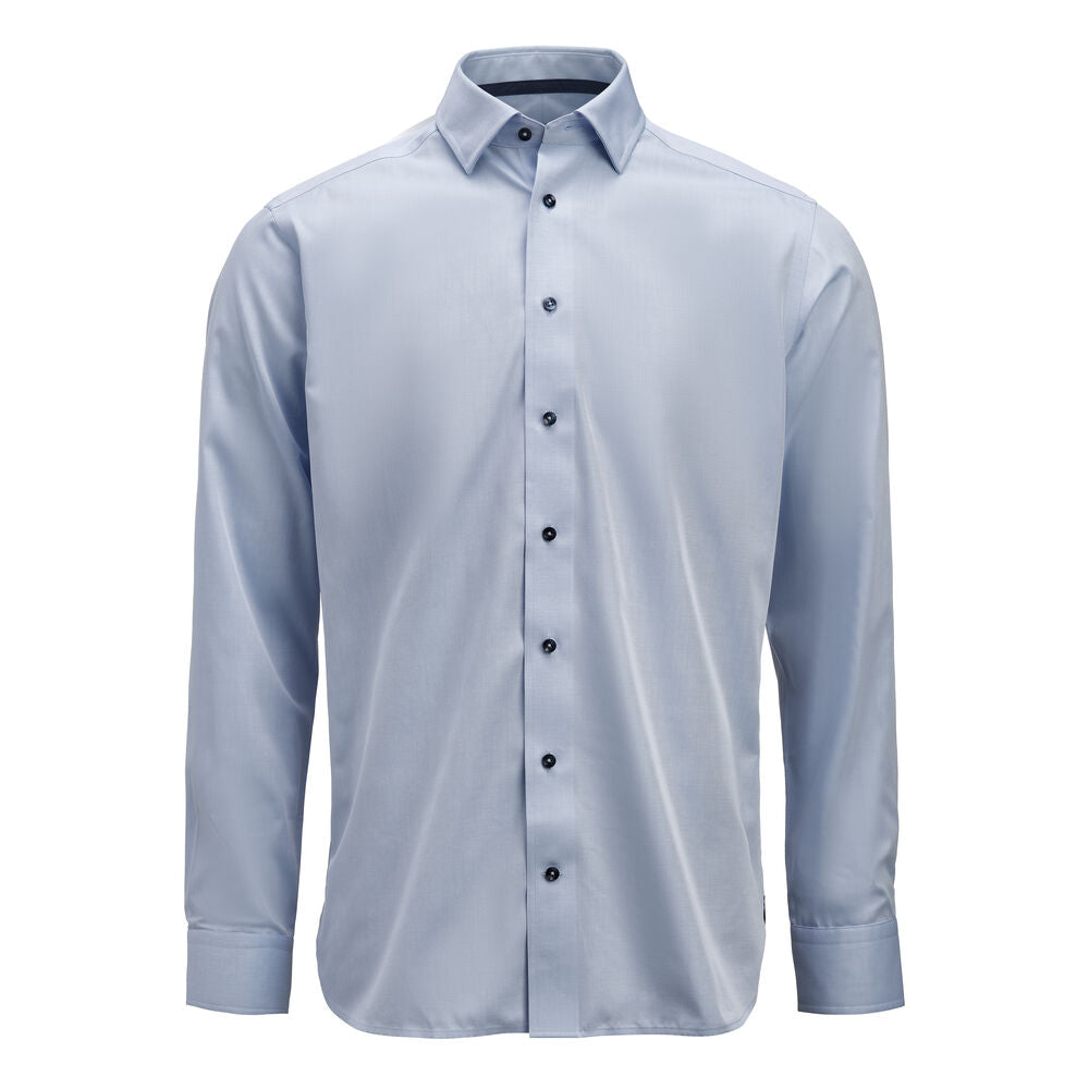 J.Harvest & Frost YB56 Twill Regular in Himmelblau/Marineblau – mit Firmenlogo individualisierbar