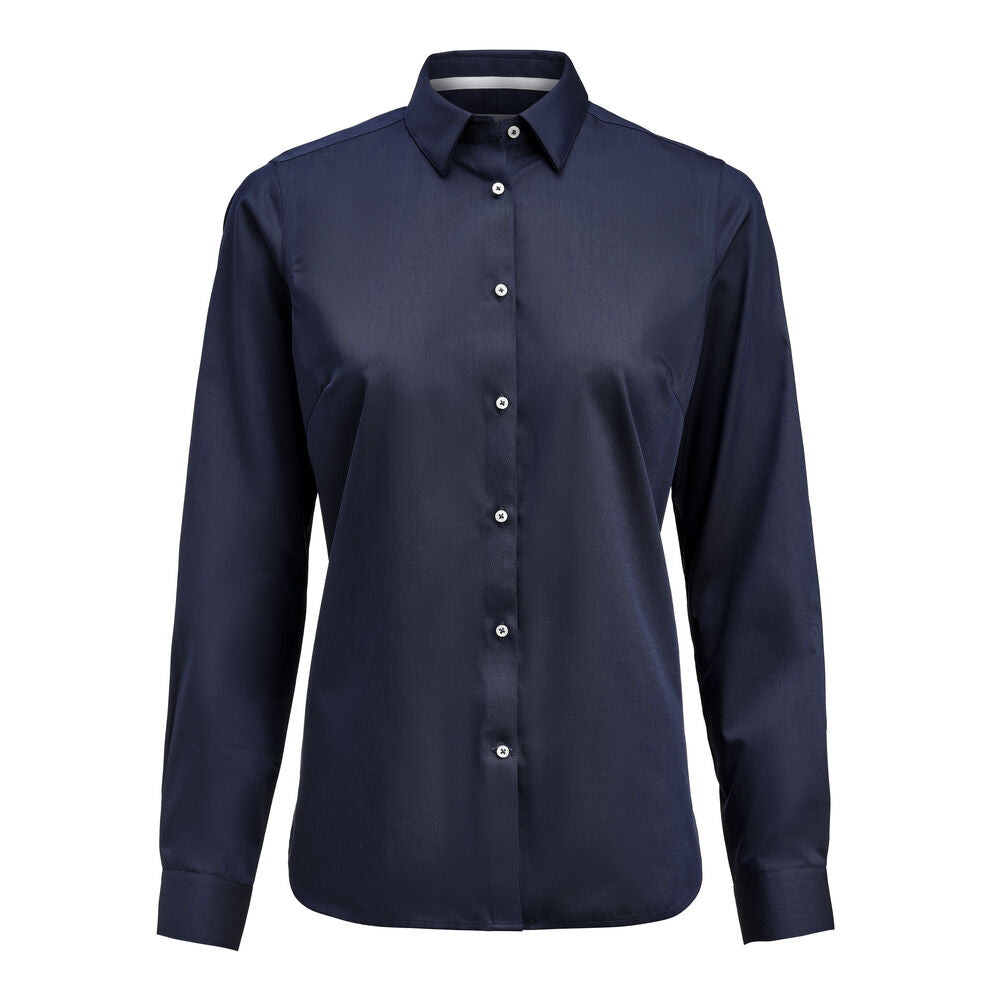 J.Harvest & Frost YB56 Twill Woman Contemporary in Marineblau/Weiß – mit Firmenlogo individualisierbar