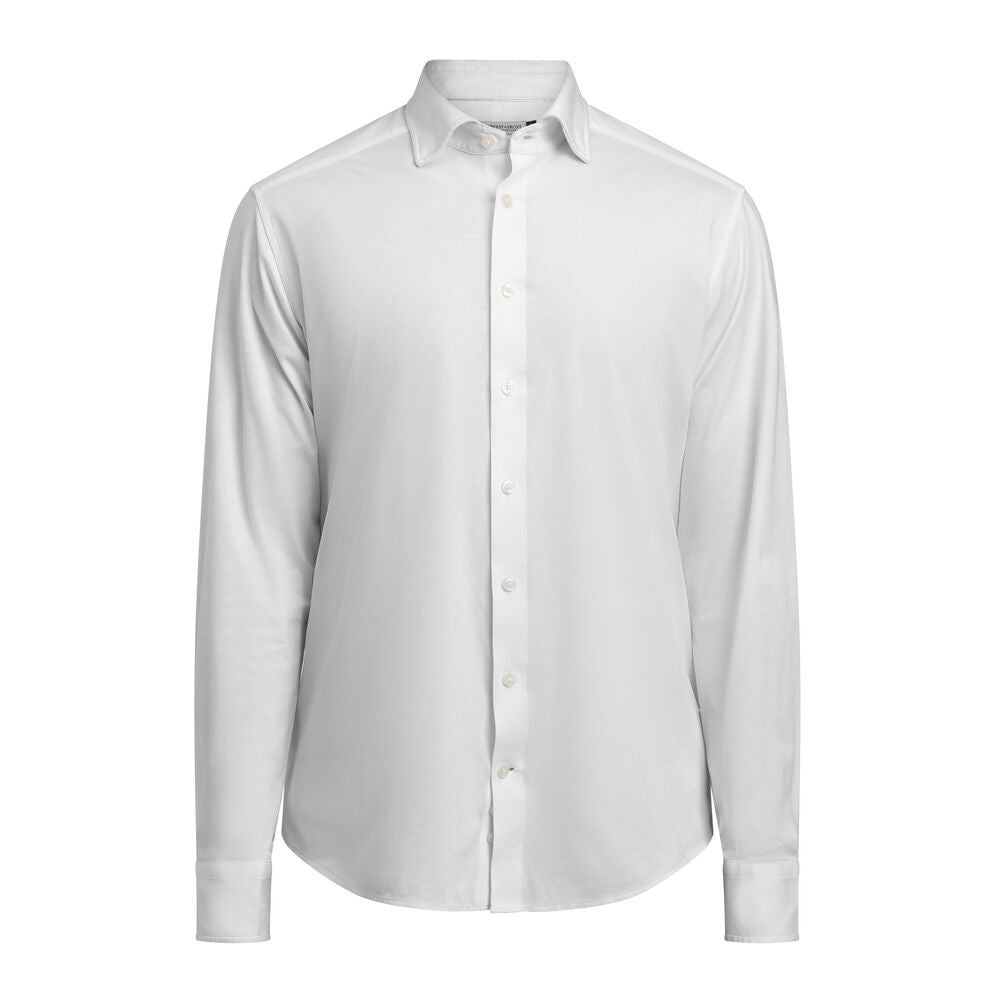 J.Harvest & Frost IB132 Interlock Knit Hemd Regular Fit Herren in Weiß – mit Firmenlogo individualisierbar