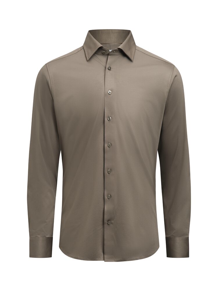 J.Harvest & Frost IB132 Interlock Knit Hemd Regular Fit Herren in Walnussbraun – mit Firmenlogo individualisierbar