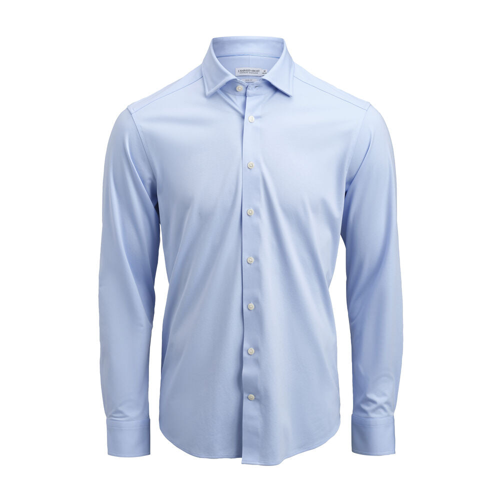 J.Harvest & Frost IB132 Interlock Knit Hemd Regular Fit Herren in Hellblau – mit Firmenlogo individualisierbar