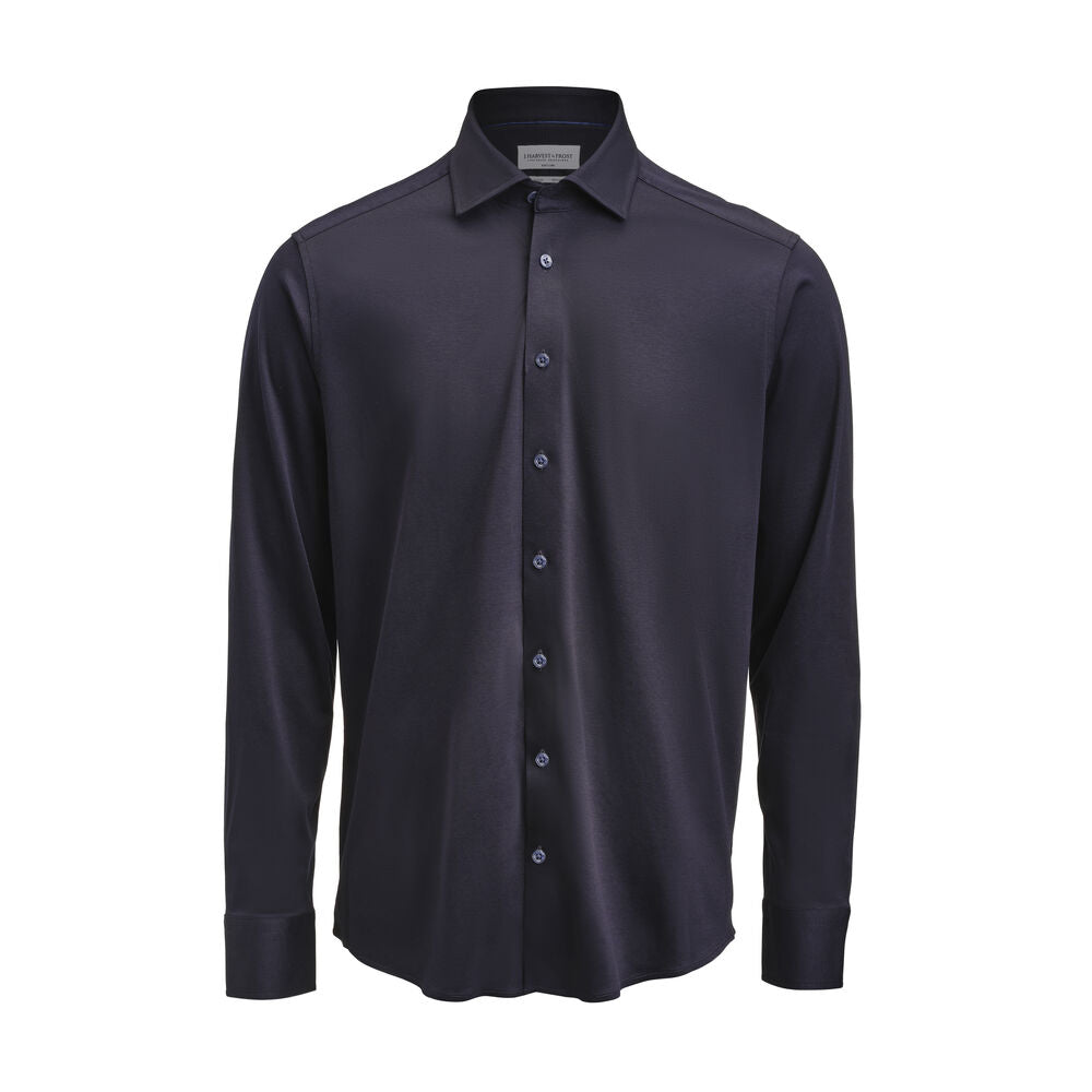 J.Harvest & Frost IB132 Interlock Knit Hemd Regular Fit Herren in Marine – mit Firmenlogo individualisierbar