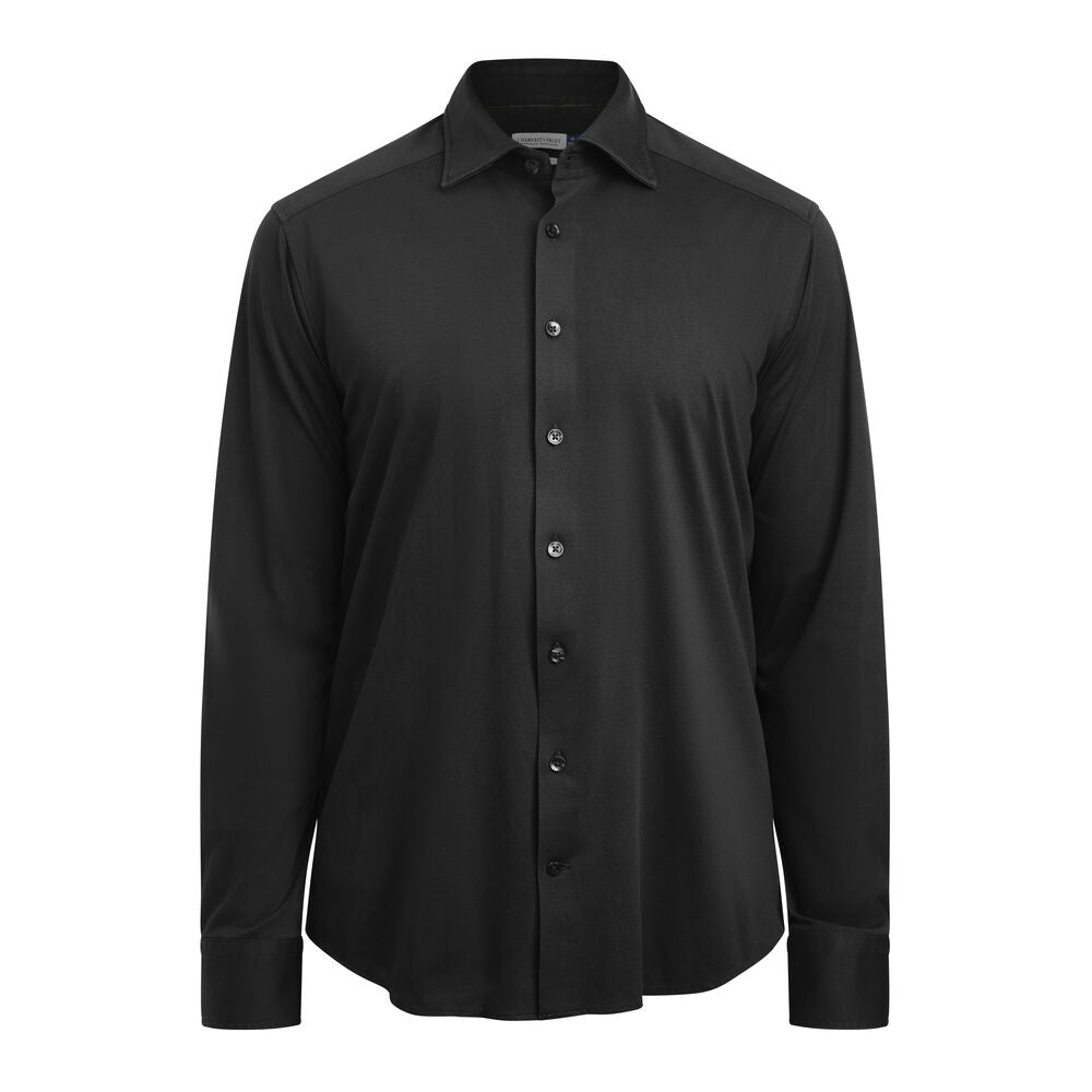 J.Harvest & Frost IB132 Interlock Knit Hemd Regular Fit Herren in Schwarz – mit Firmenlogo individualisierbar