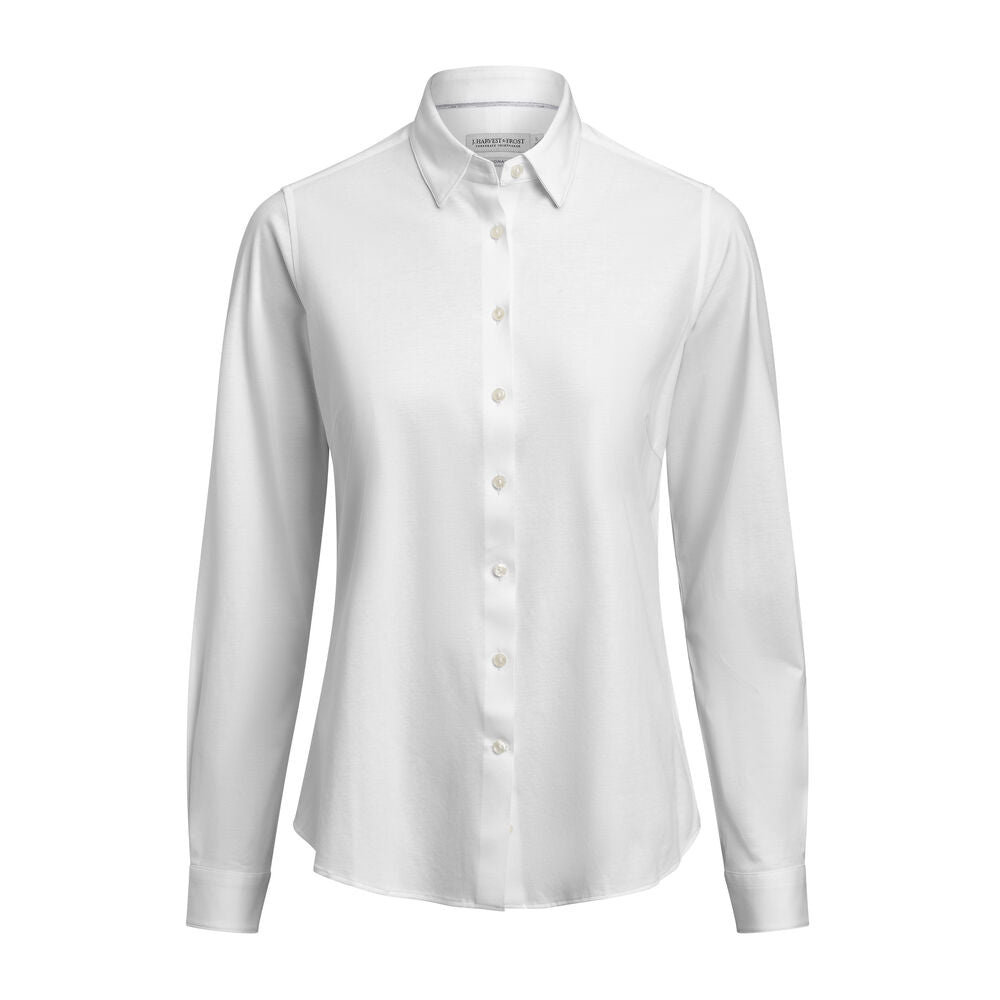 J.Harvest & Frost IB132 Interlock Knit Contemporary Fit Damen Blusen in Weiß – mit Firmenlogo individualisierbar