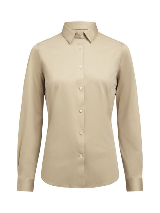 J.Harvest & Frost IB132 Interlock Knit Contemporary Fit Damen Blusen in Pfefferweiß – mit Firmenlogo individualisierbar