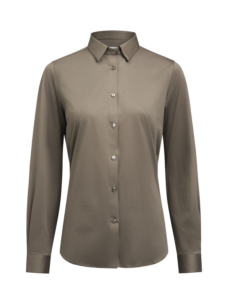 J.Harvest & Frost IB132 Interlock Knit Contemporary Fit Damen Blusen in Walnussbraun – mit Firmenlogo individualisierbar