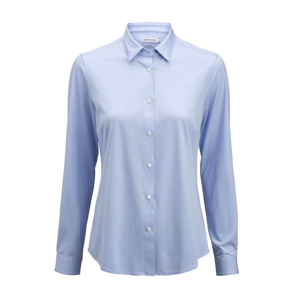 J.Harvest & Frost IB132 Interlock Knit Contemporary Fit Damen Blusen in Hellblau – mit Firmenlogo individualisierbar